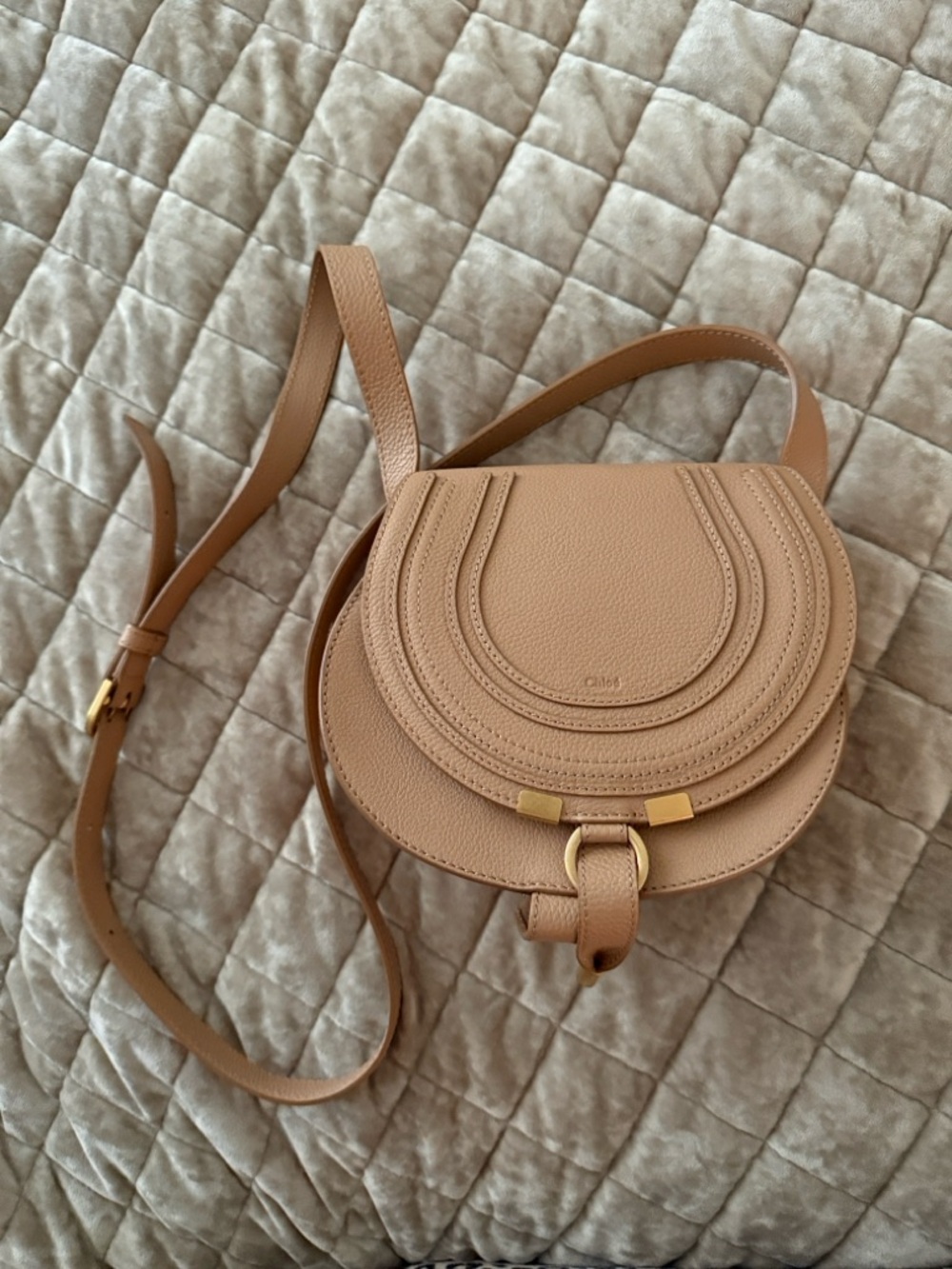 Small Marcie Saddle Bag in Camel